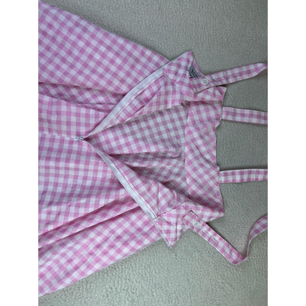 Magnolia‎ Place Pink Check Suspender A-Line Skirt Womens Medium Gingham Zip - Picture 5 of 11